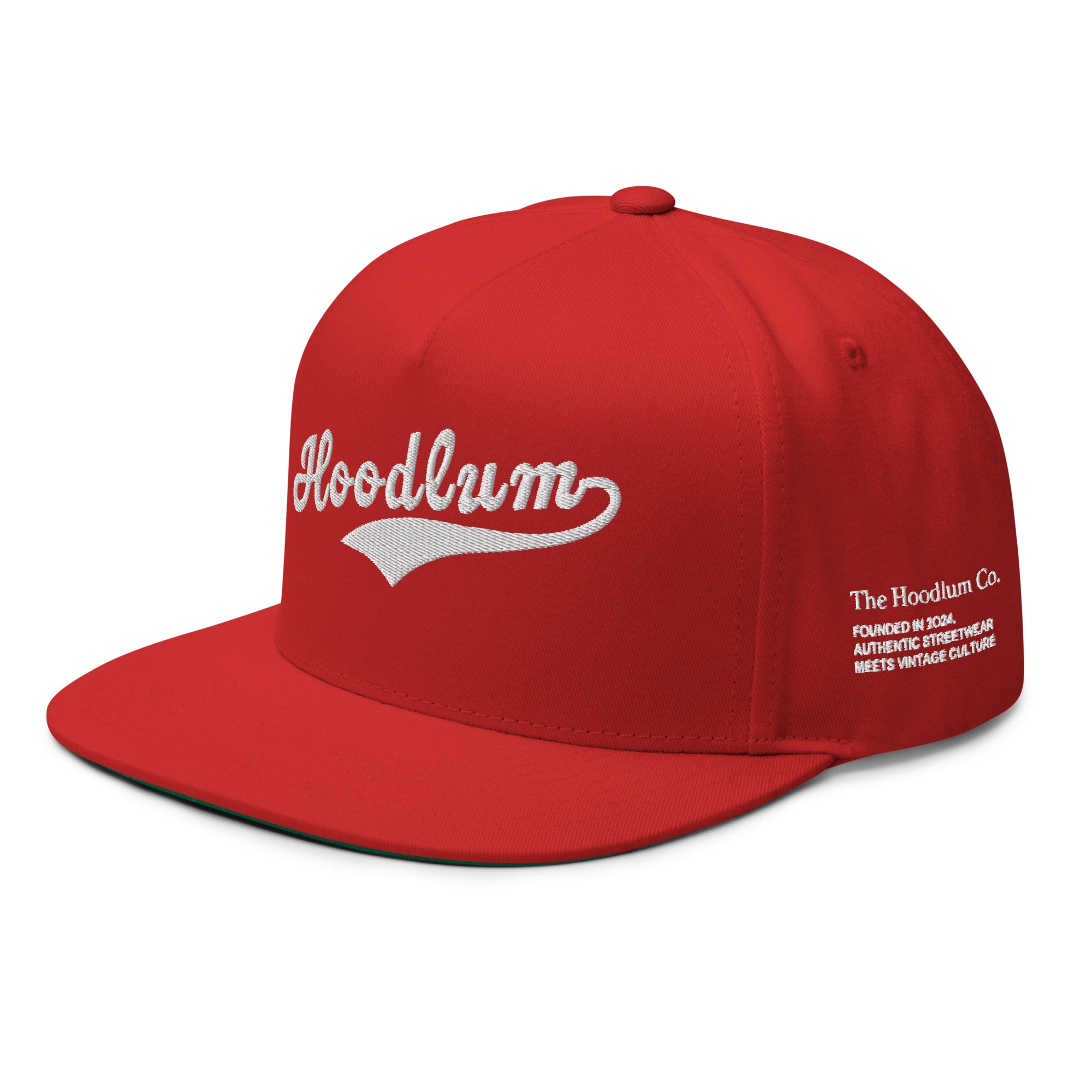 Flat Bill Baseball Cap: Heavy Hitters Edition - Crimson Red Classic - The Hoodlum Co.