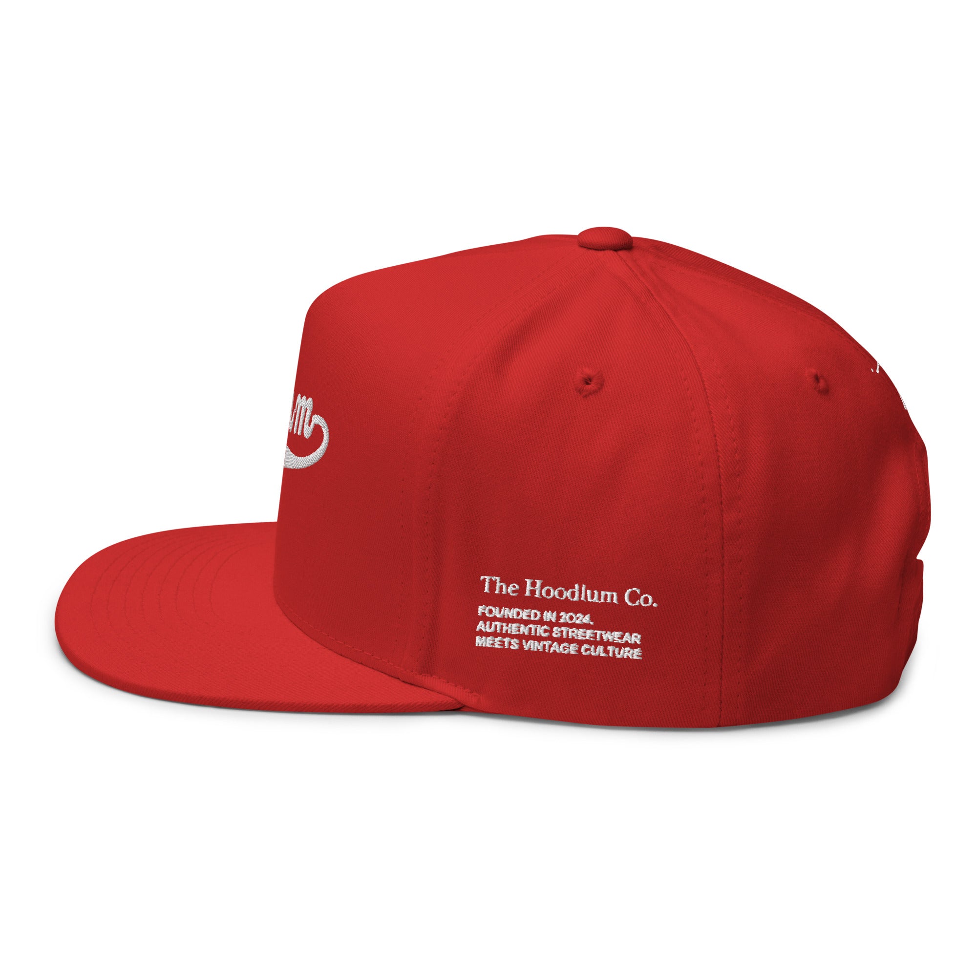 Flat Bill Baseball Cap: Heavy Hitters Edition - Crimson Red Classic - The Hoodlum Co.