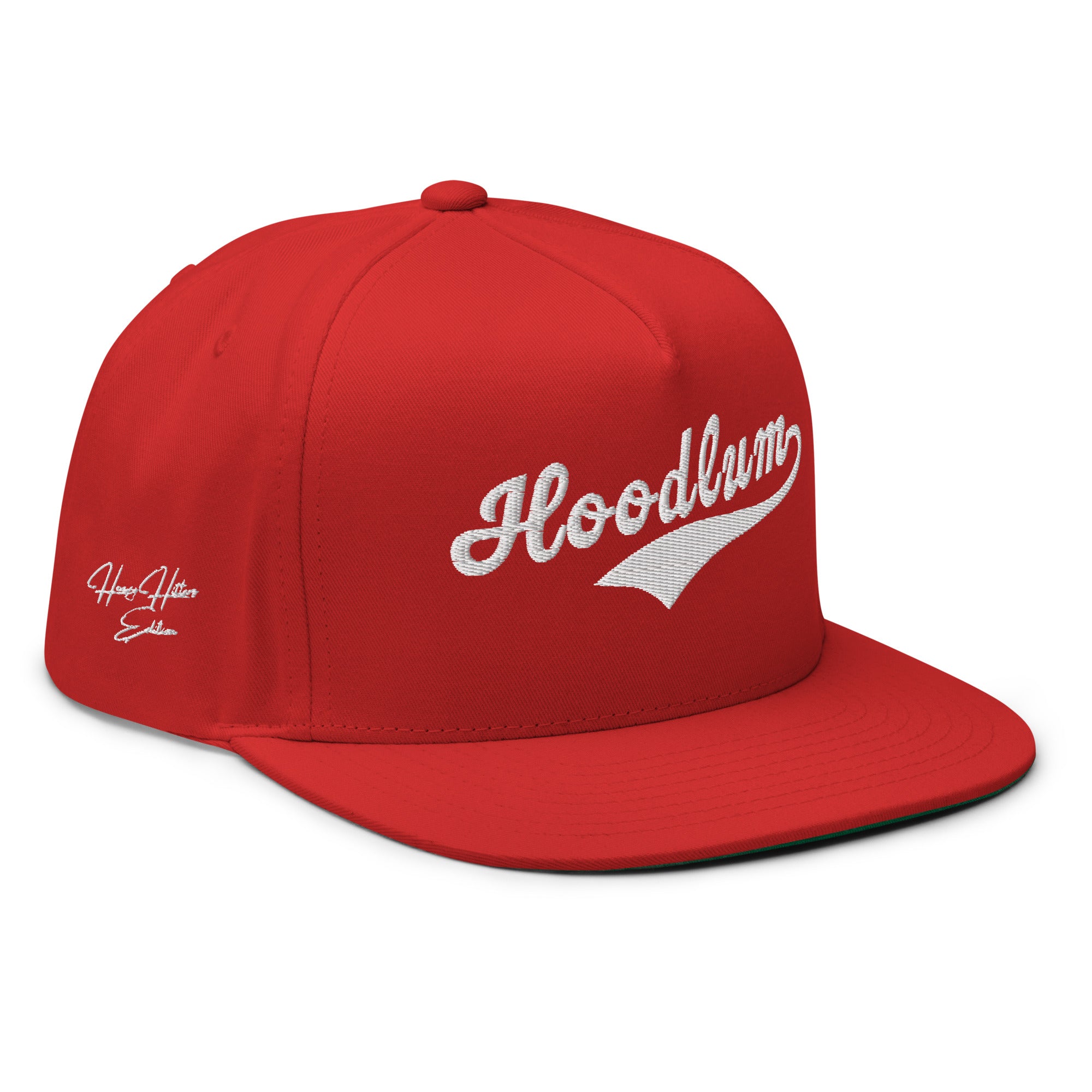 Flat Bill Baseball Cap: Heavy Hitters Edition - Crimson Red Classic - The Hoodlum Co.